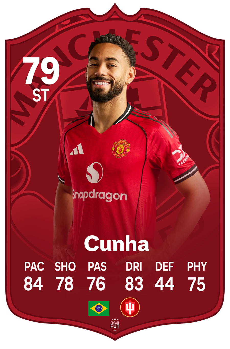 Cunha Man UTD FC Football Card