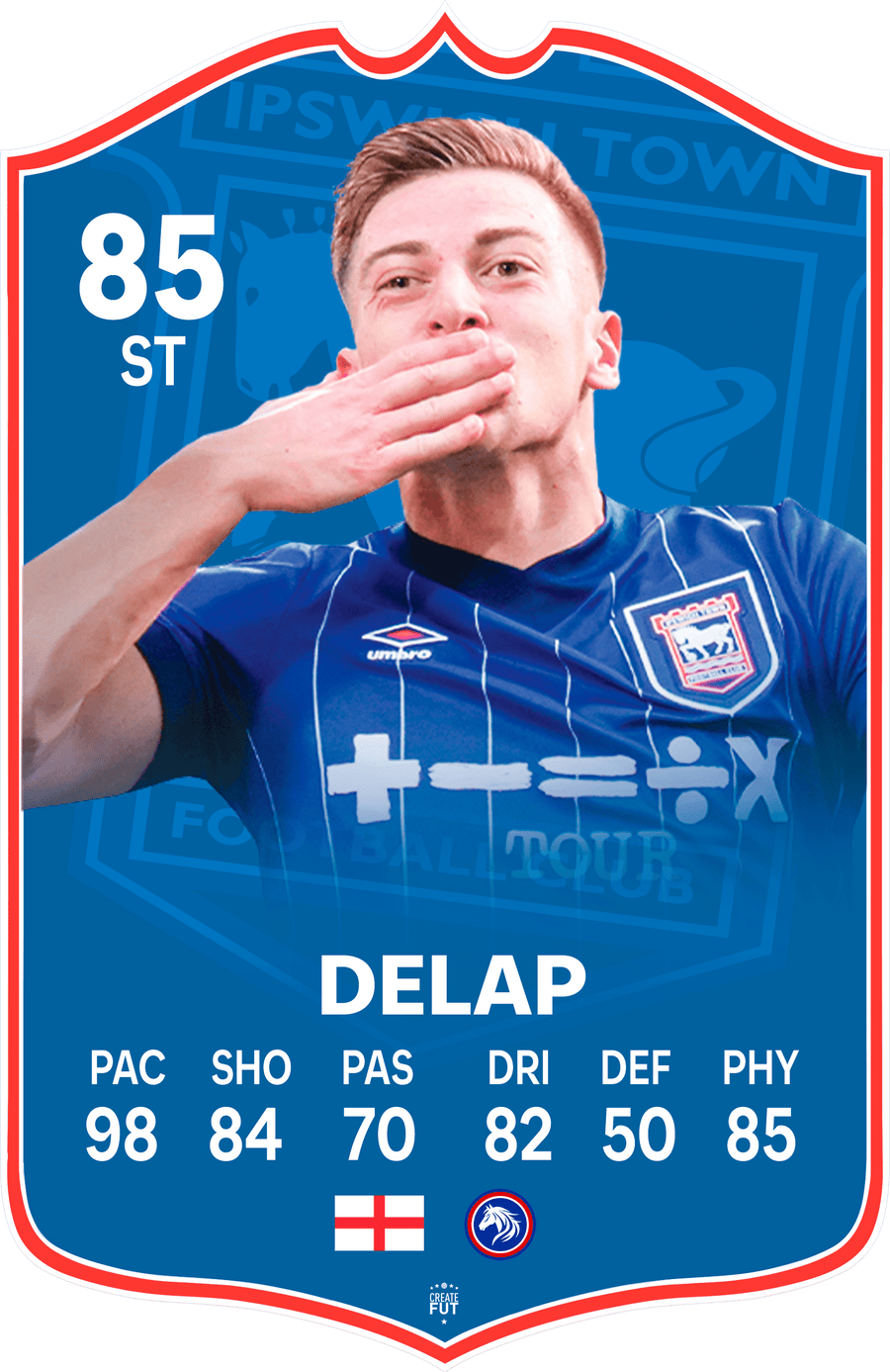Delap Ipswich FC Football Card