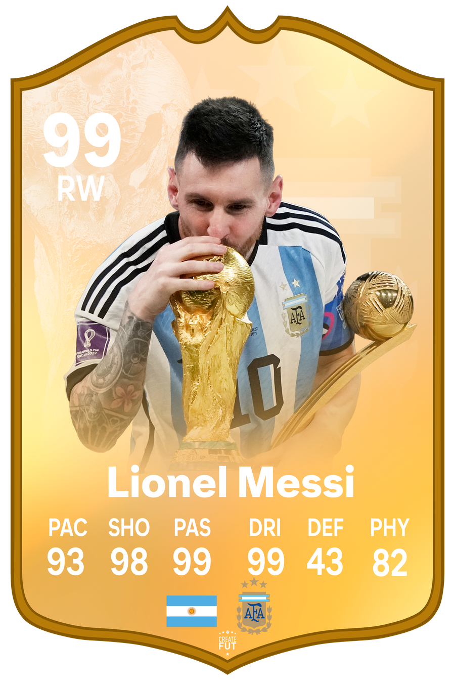 Lionel Messi Argentina Qatar FC Football Card