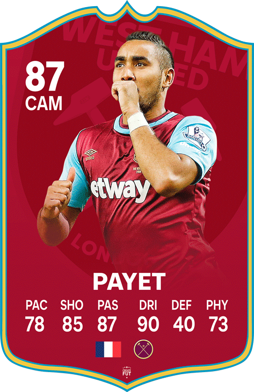 Payet West Ham FC Football Card
