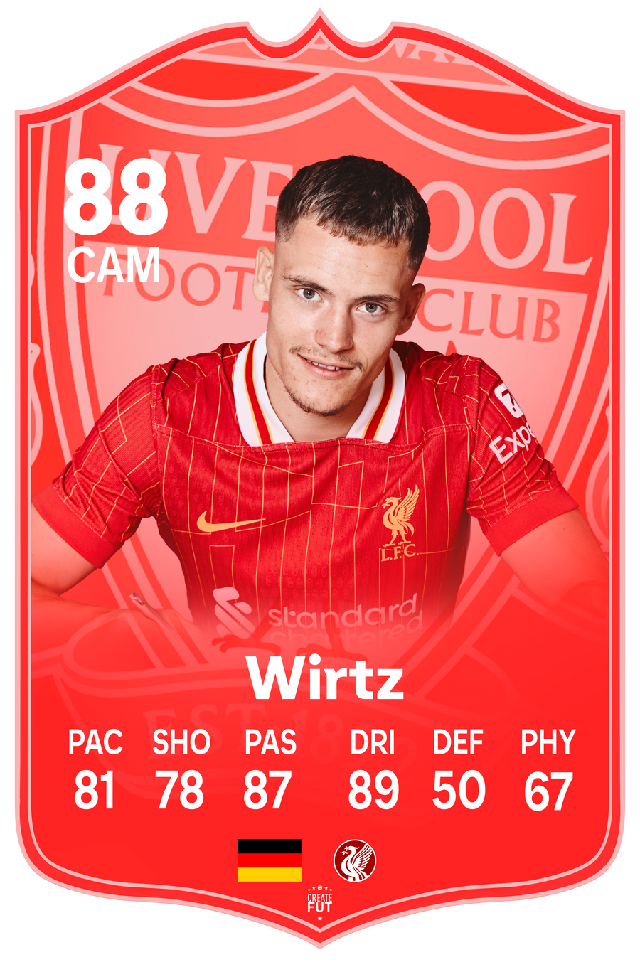 Wirtz Liverpool FC Football Card