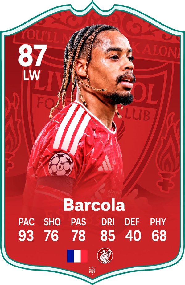 Bradley Barcola Liverpool FC27 Football Card