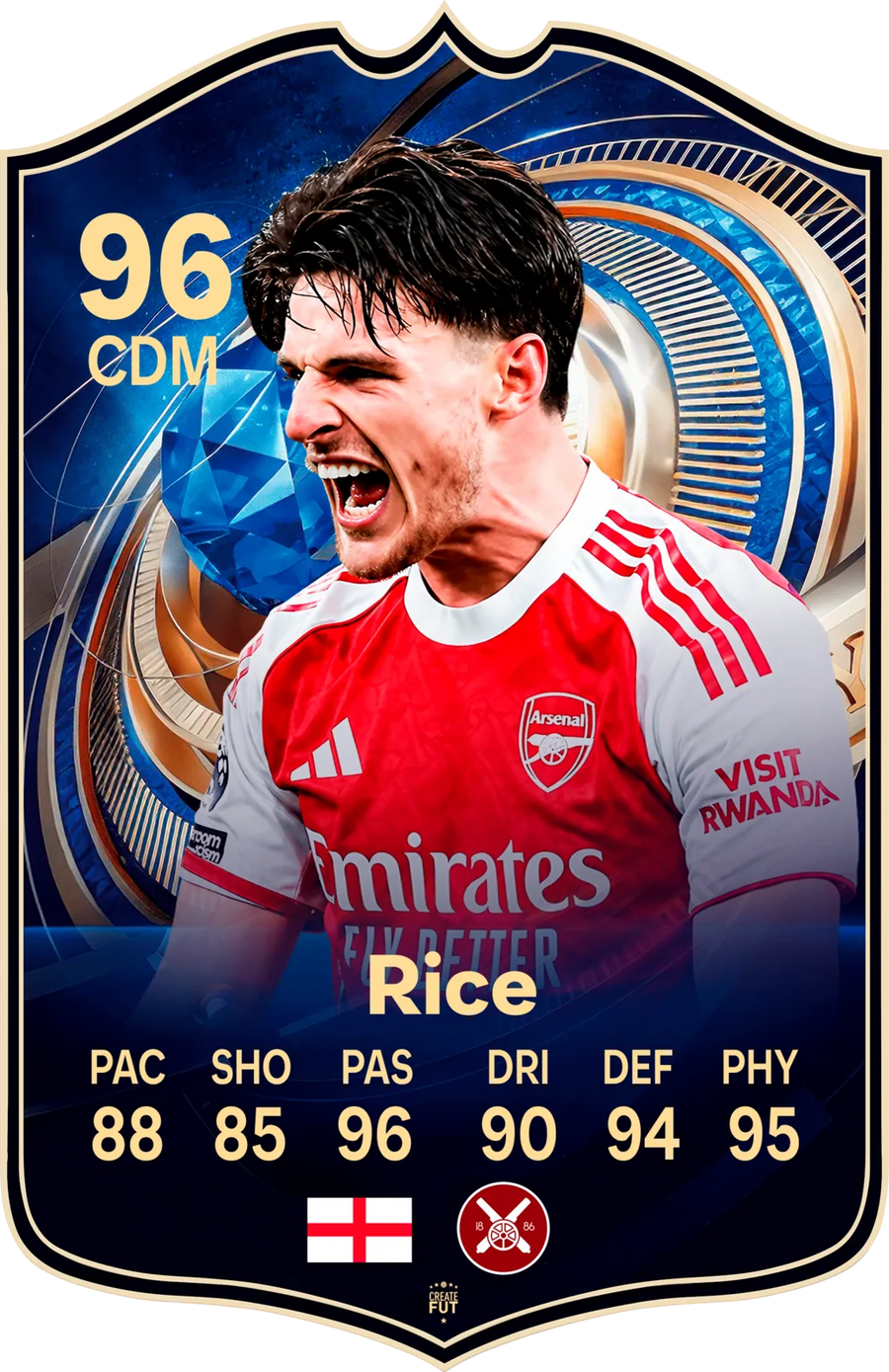 Declan Rice Arsenal FC26 Football Card - The Best Gift for Football Fans