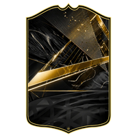 Personalised FC27 Team of the Week card template in black with gold geometric lines, designed for a match-winning action photo