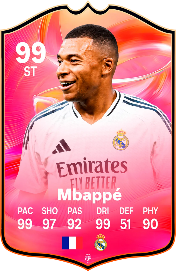 Kylian Mbappé Real Madrid FC26 Football Card - FIFA Ultimate Team Style Gift