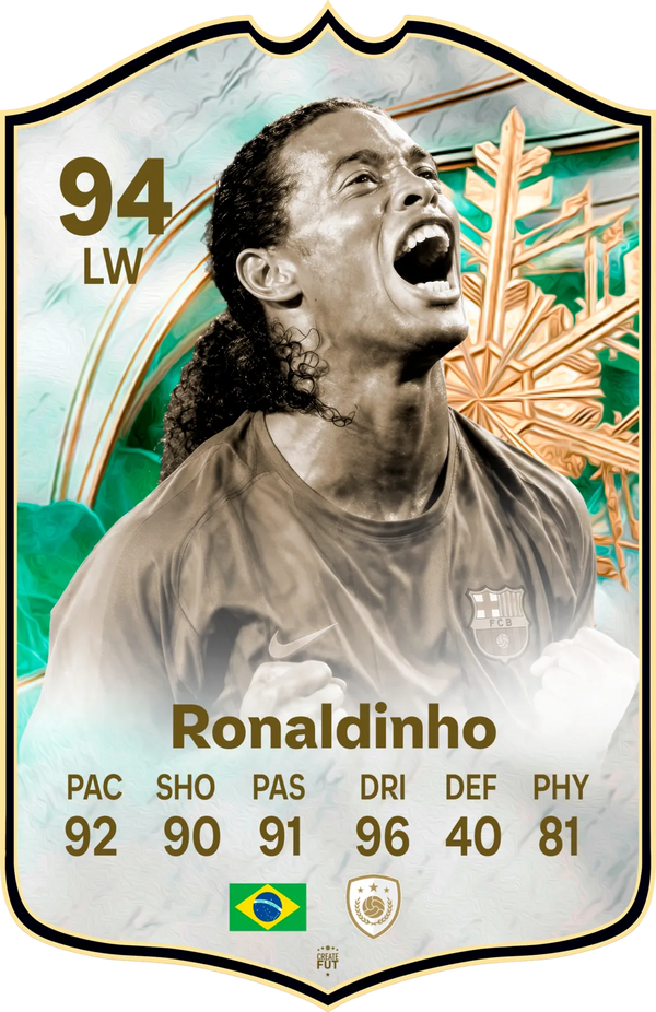 Ronaldinho Barcelona FC26 Football Card - Real-life Sized Card
