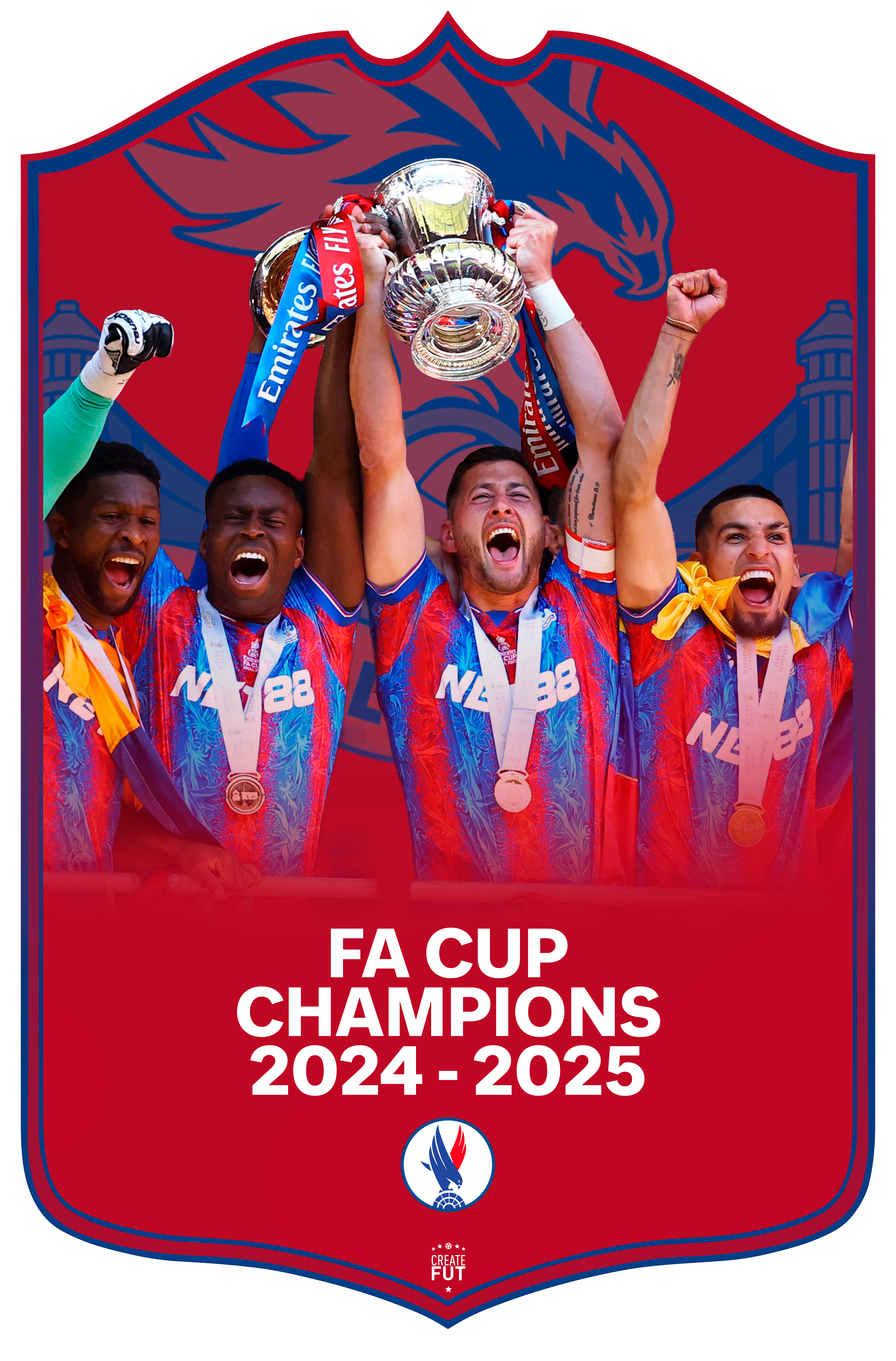 crystal palace fa cup champions pre made football card 26