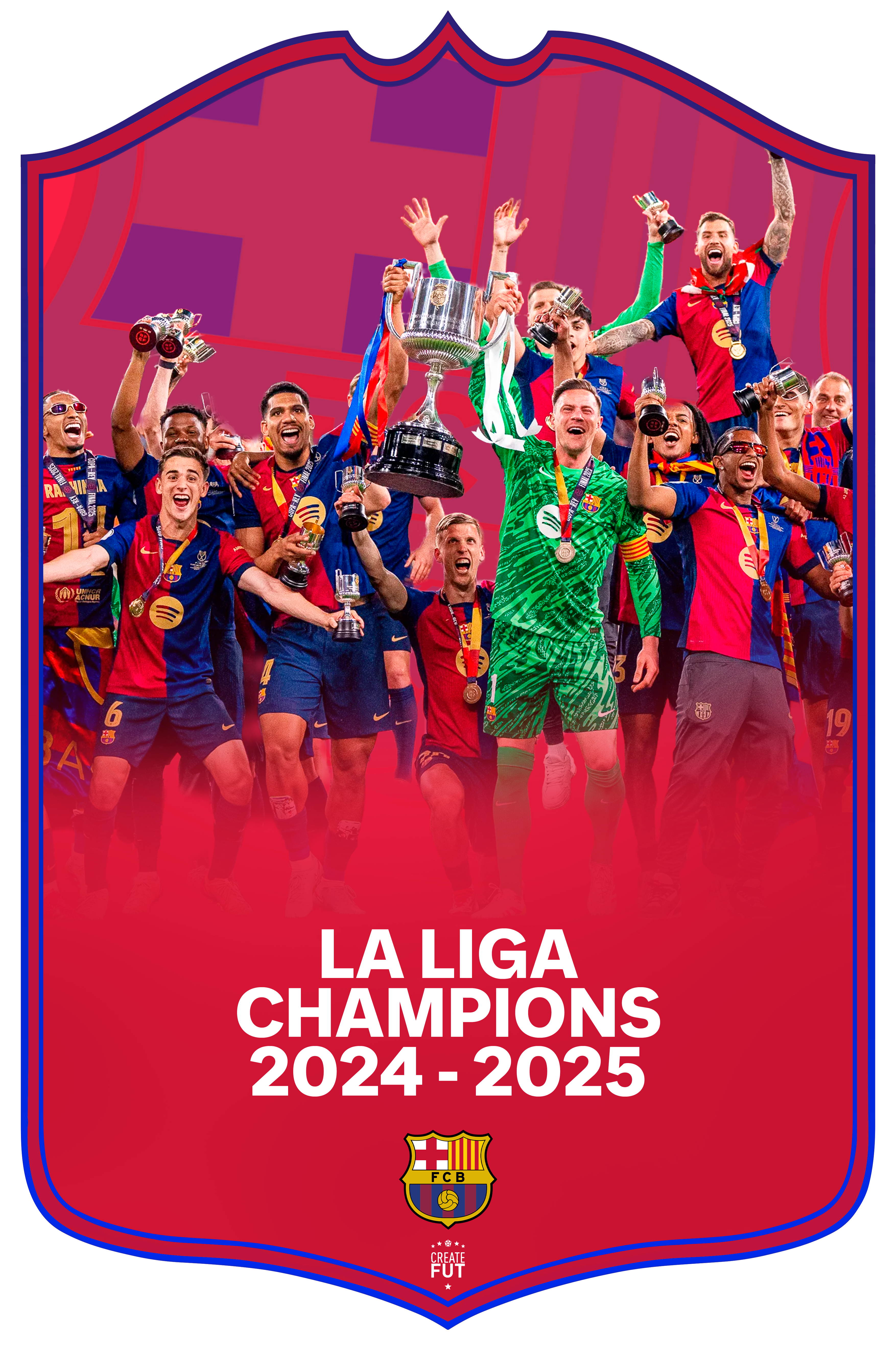 barcelona la liga champions pre made football card 26