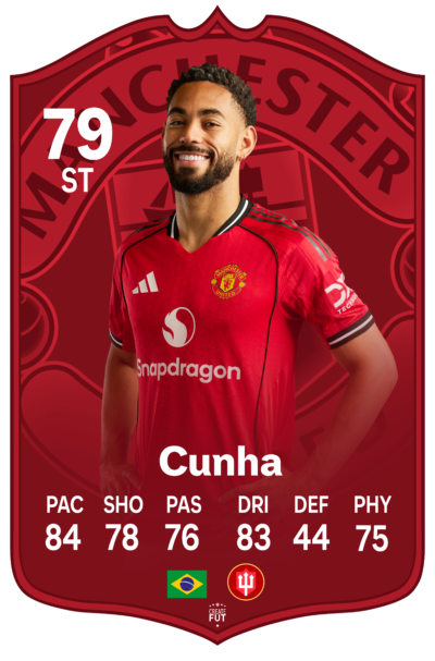 cunha football card fc26 personalised pre made football cards