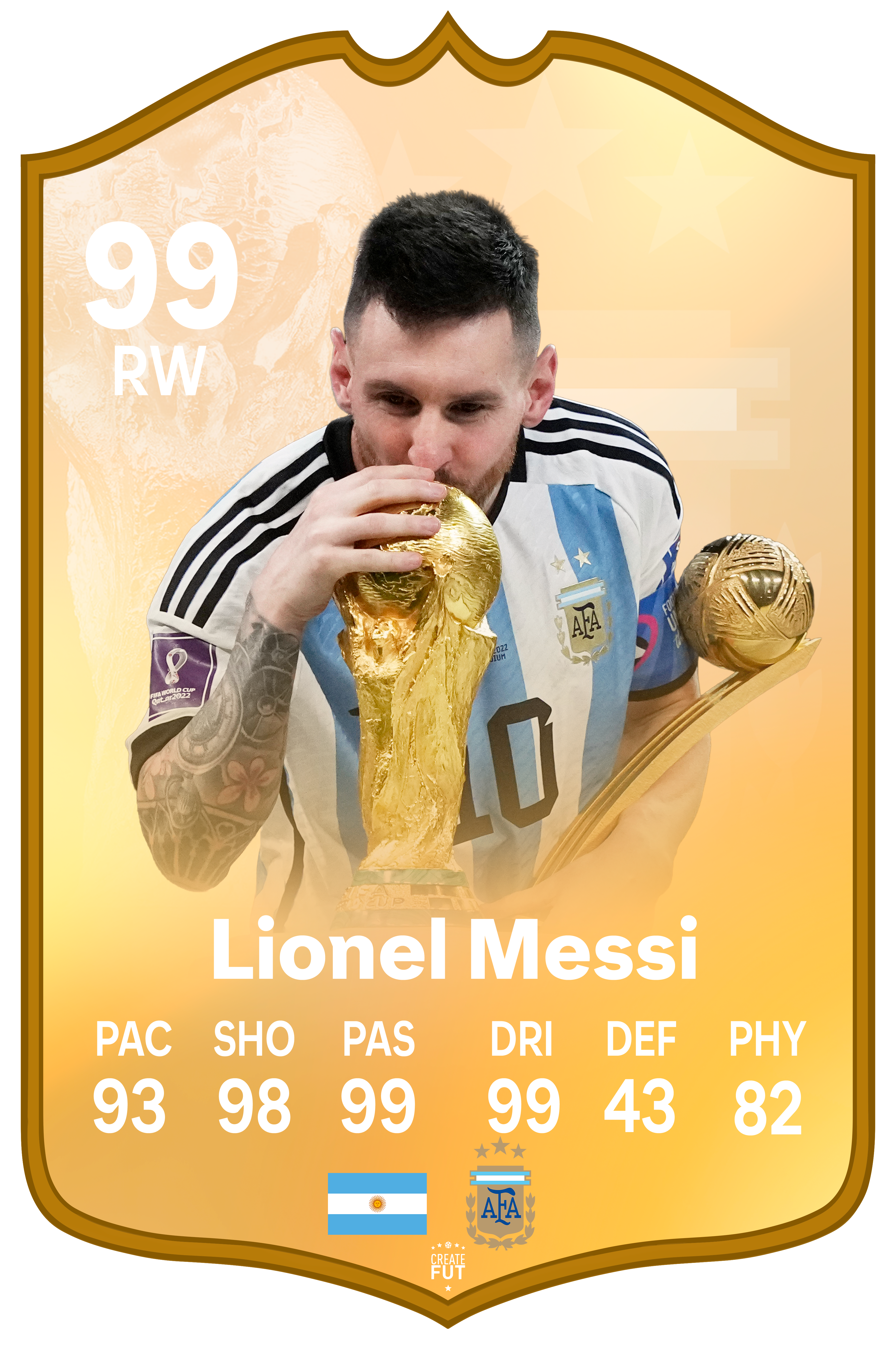 lionel messi qatar world cup pre made card football card fc26